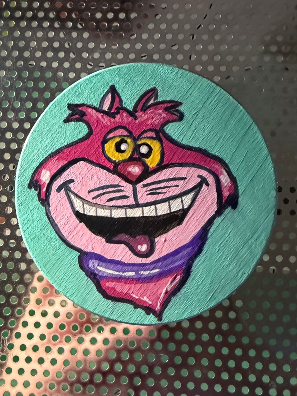 Custom hand painted disney Cheshire Cat coaster